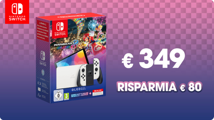 Nintendo Switch Oled + Mario Kart 8 Deluxe + Abbonamento Online 12 Mesi (Bianca) - Nintendo Switch