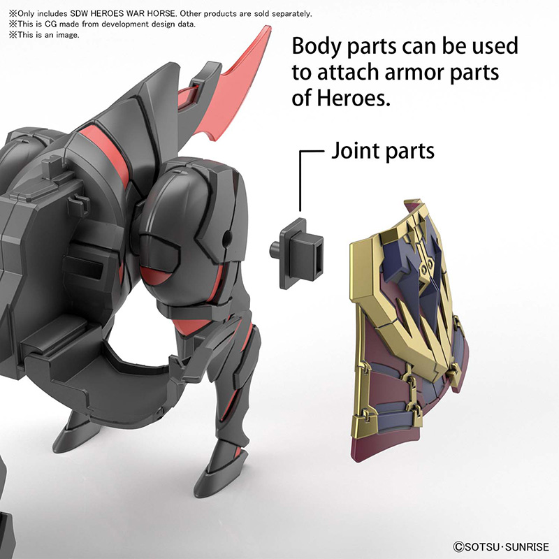 BANDAI Model Kit Gunpla Gundam SDW Heroes War Horse 8cm