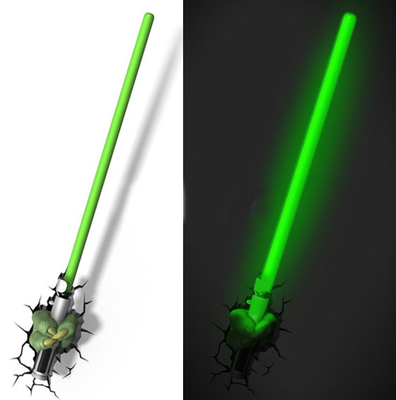 STAR WARS - 3D Lampada da parete Spada Laser di Yoda