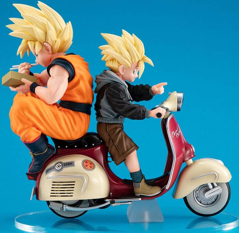 Dragonball Z - Diorama Super Saiyan Son Goku e Super Saiyan Son Gohan e  Motorbike (16 cm)