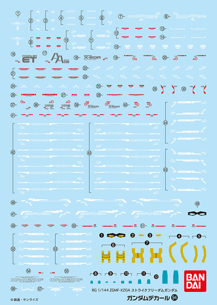 BANDAI Model Kit Gunpla Gundam Decal RG Gundam Strike Freedom