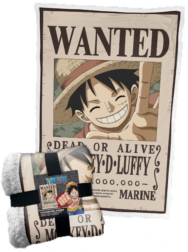 Coperta Sherpa One Piece - Monkey D.Luffy Wanted