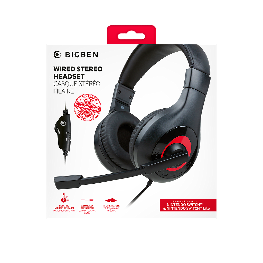 Cuffie Wired Stereo Headset (Nero e Rosso, Switch, Oled, Lite)