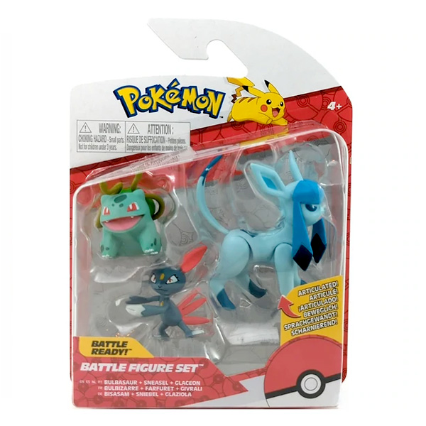 Pokemon - Bulbasaur, Sneasel E Glaceon Pack (3 Personaggi, 8 cm)