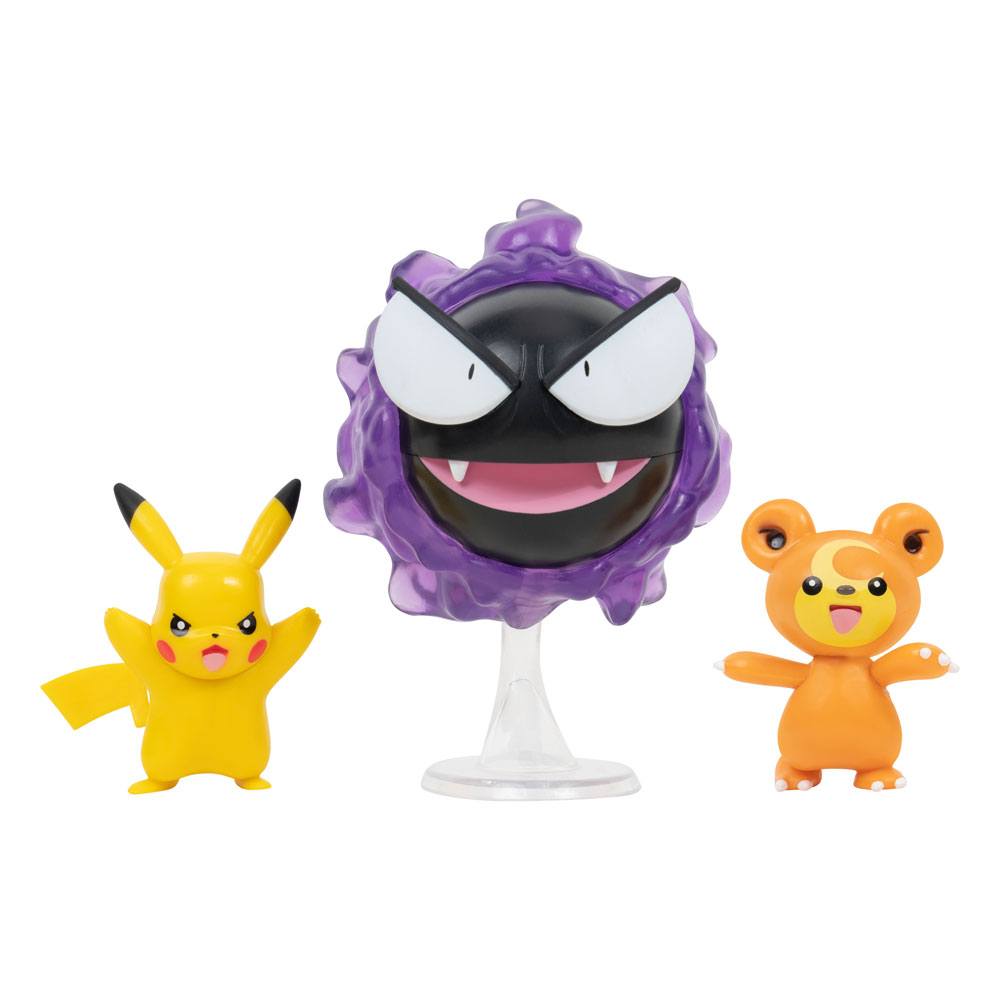 Pokemon - Teddiursa, Pikachu & Gastly (Battle Figure 3 Pack, 5 cm)