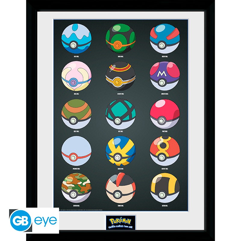 Stampa Pokemon - Pokeballs (Con Cornice)