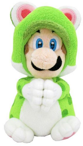 Peluche Super Mario - Luigi Gatto (Con Mani Magnetiche, 19 cm)