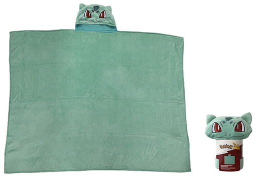 [GACP0053] Coperta in Pile Pokemon - Bulbasaur (Cappuccio, 120x150cm)