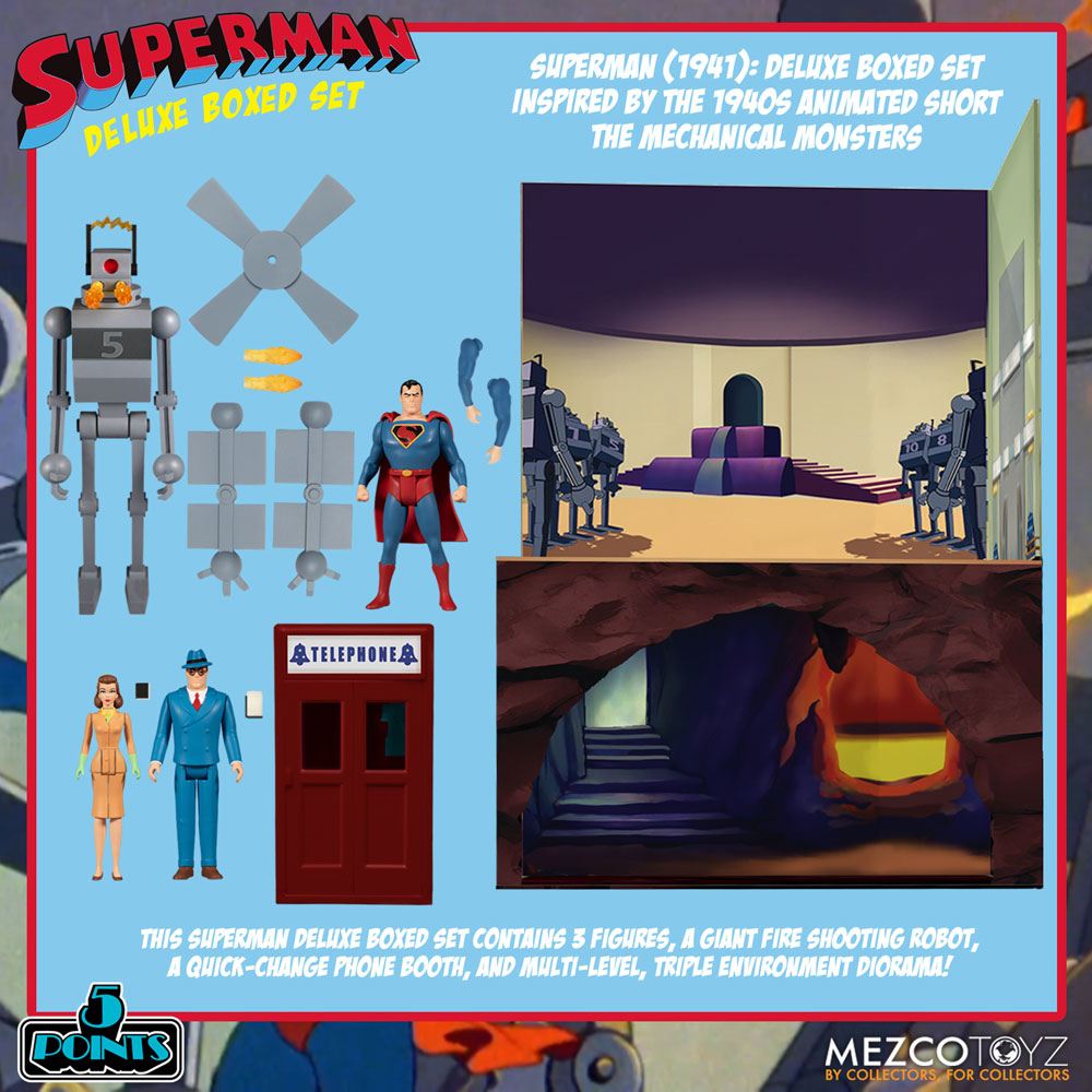 [436596] MEZCO Superman The Mechanical Monsters Deluxe Box Set 10 Cm Action Figures