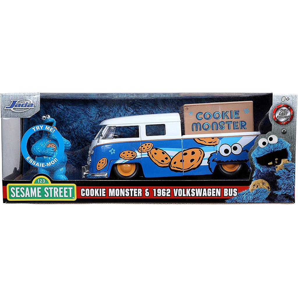 [437141] JADA TOYS Volkswagen Bus Pick Up Cookie Monster 1/24 Die Cast Model