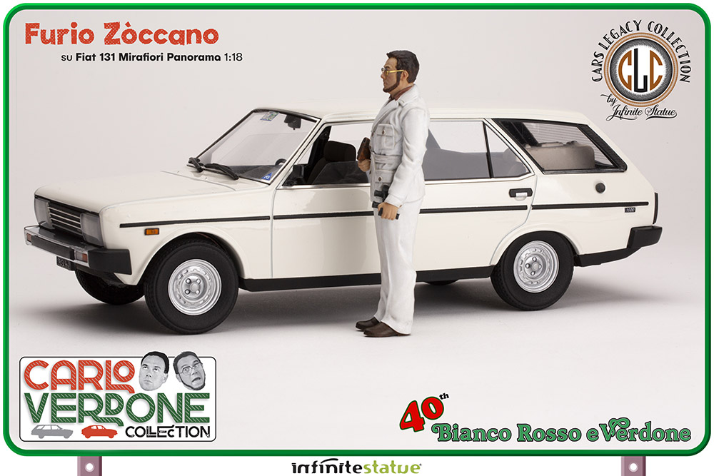 [437614] INFINITE Furio Zòccano Fiat 131 Bianco Rosso e Verdone 1/18 23 cm Replica