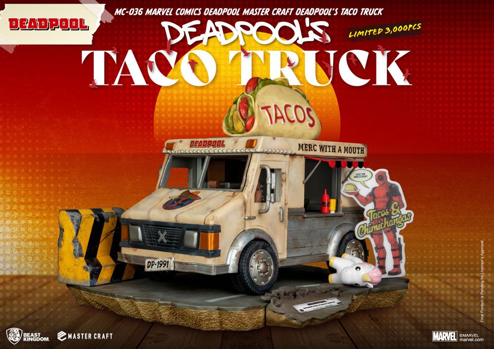 [439123] BEAST KINGDOM Marvel Comics Master Craft Statue Deadpool's Taco Truck 35 cm